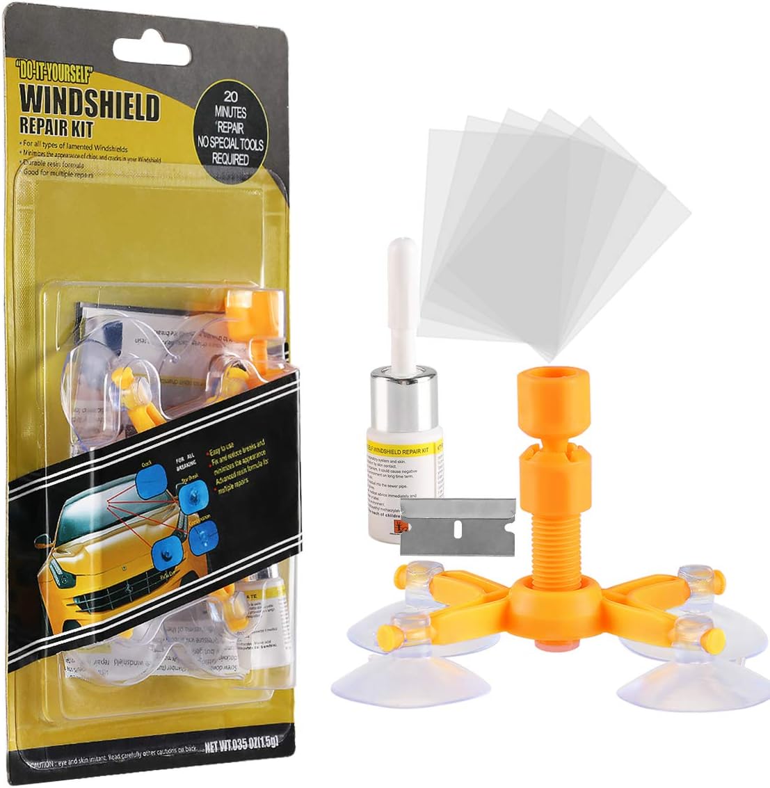 JBonest Kit Car Window Repair Tools Set for Fix Auto Glass Windshield Chip Scratch Cracks
