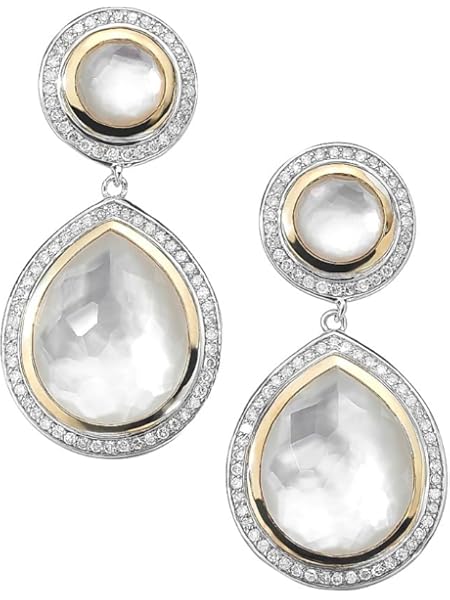 Ippolita Chimera multi-stone double-drop earrings in sterling silver and 18K yellow gold with pavé accents