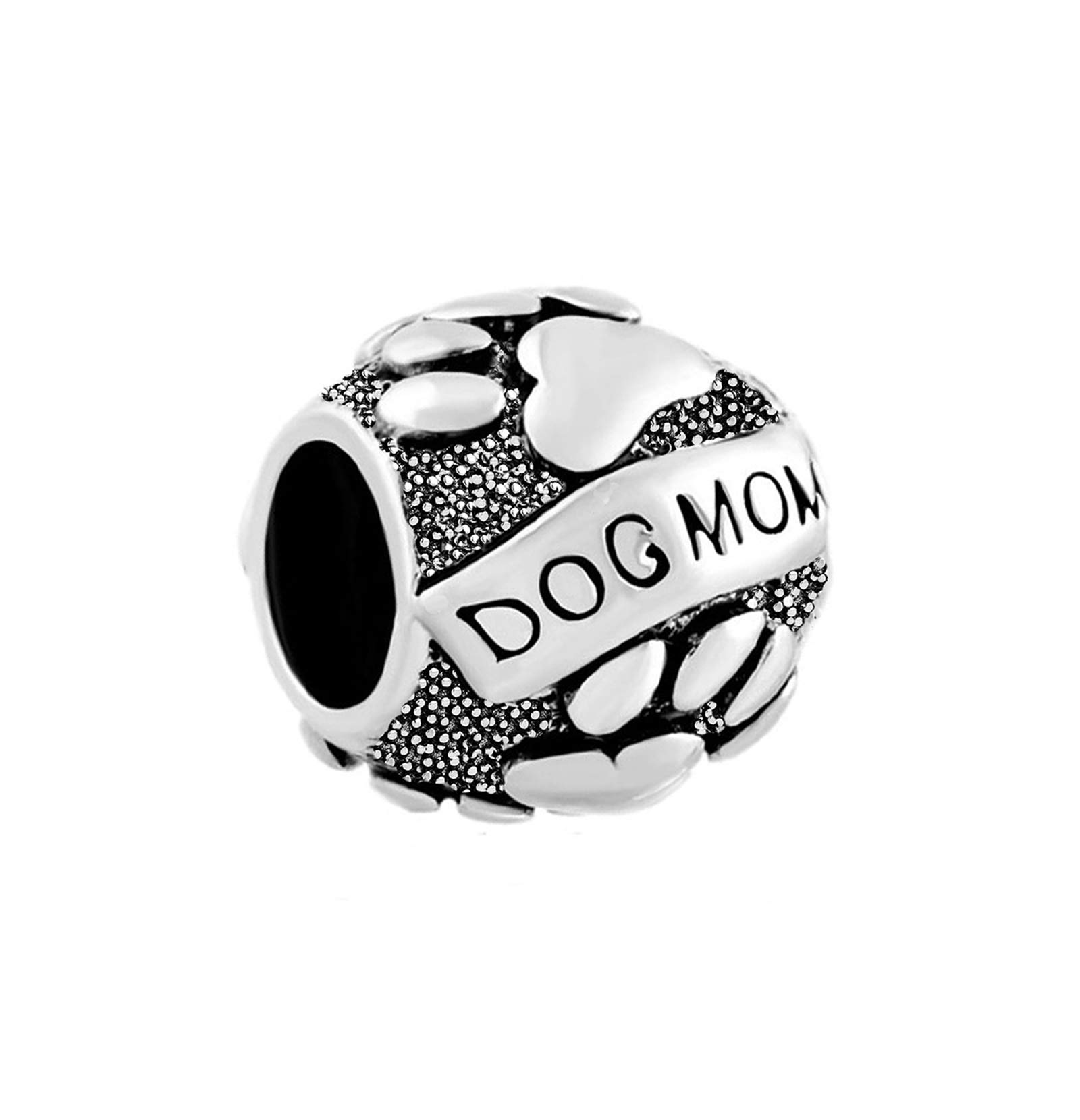 Paw Print Dog Mom Charm fits Pandora Charms Moments Bracelet Puppy Animal Bead Birthday Jewellery Gift for Women Daughter Sister Doggy Lover
