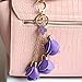 Bolbove 3 Leather Roses Keychain Backpack Flowers Keyring Purse Pendant Handbag Charm (Purple)