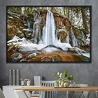 Framed Canvas Wall Art Mountainfalls Group Multicolor Nature Photography Realism Relax/Calm - 16x24 inches