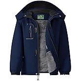 GQDSZ Boy's Waterproof Ski Jacket, Warm Fleece Lined Winter Snow Windproof Jackets, Hooded Ski Coat