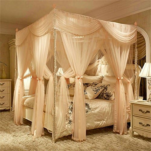 Shopping-Modern minimalist fashion creative European Style Square Top Double Layer Mosquito Net Three-door Encryption Thickening Double Bed Princess Style Stainless Steel Bracket classic romantic bedroom ( Color : Jade color , Size : 1.8m (6 Feet) Bed )
