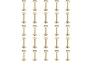 PATIKIL 25 Sets Chicago Screws, M4x25mm Chicago Screw Slotted Binding Post Screw Bolts Rivets Brass Fasteners Connectors for Leather Belt Scrapbook Photo Albums