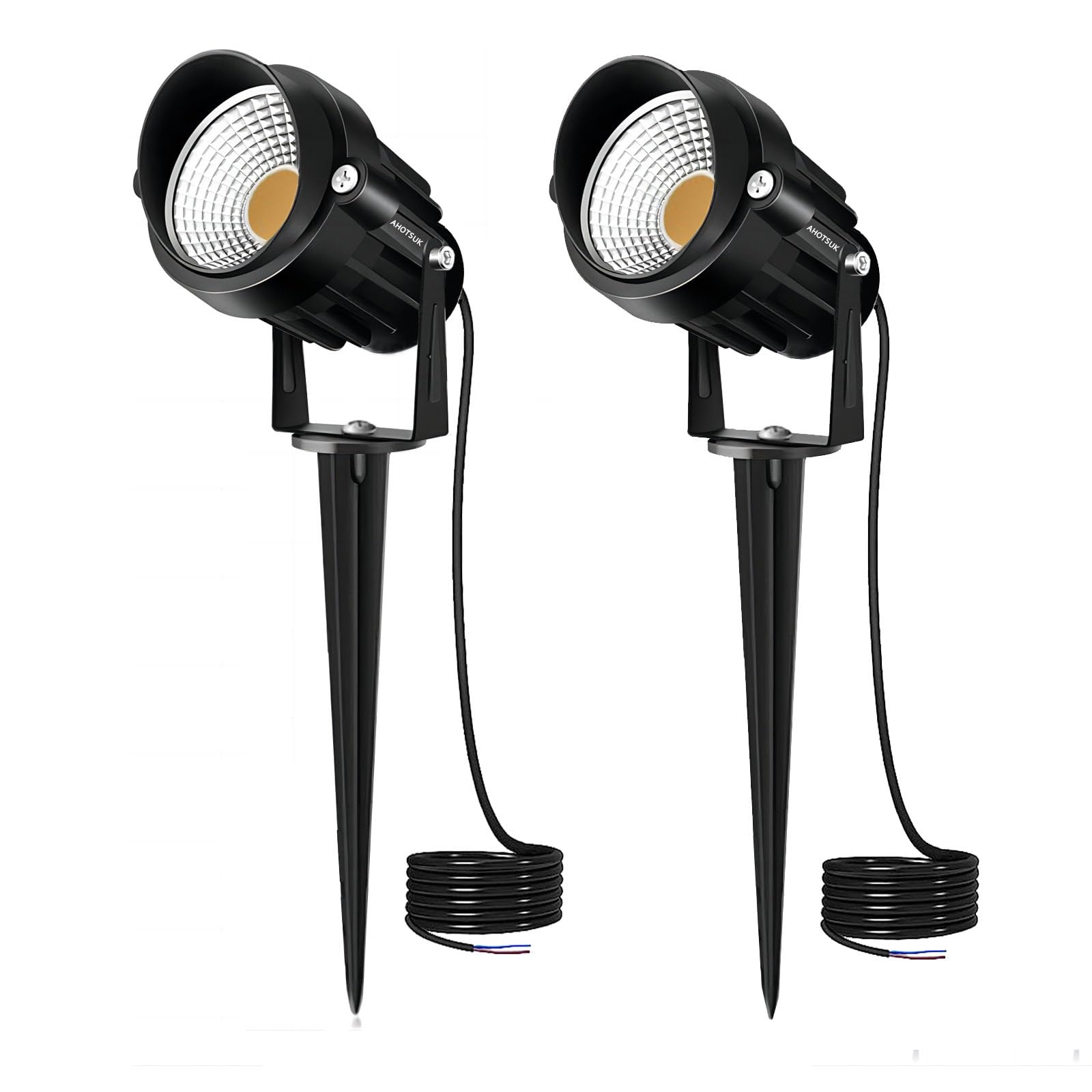AHOTSUK Garden Spot Lights 10W 1000LM Outdoor Spike Lights led Lawn Light IP66 Waterproof Spot Light Mains Powered LED Landscape Lights Decorative Light for Patio Yard Pathway Warm White 2 Pack