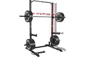 ER KANG Squat Rack, 1000LBS Power Rack with Pull-Up Bar, Multi-Functional Weight Rack, Inner Adjustable Width Squat Stand Rack Fit 6FT&7FT Barbell for Home Gym, Black