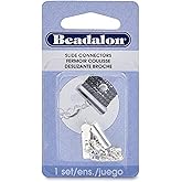 Beadalon 0.51-Inch Slide Connector with 2-Inch Lobster Extension Clasp, Silver Plated Electrophoretic Coating