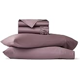BOLL &amp; BRANCH Signature Hemmed Sheet Set, King, Plum | Luxury 100% Organic Cotton - Buttery Soft and Breathable - Includes 1 Flat, 1 Fitted, 2 King Pillowcases