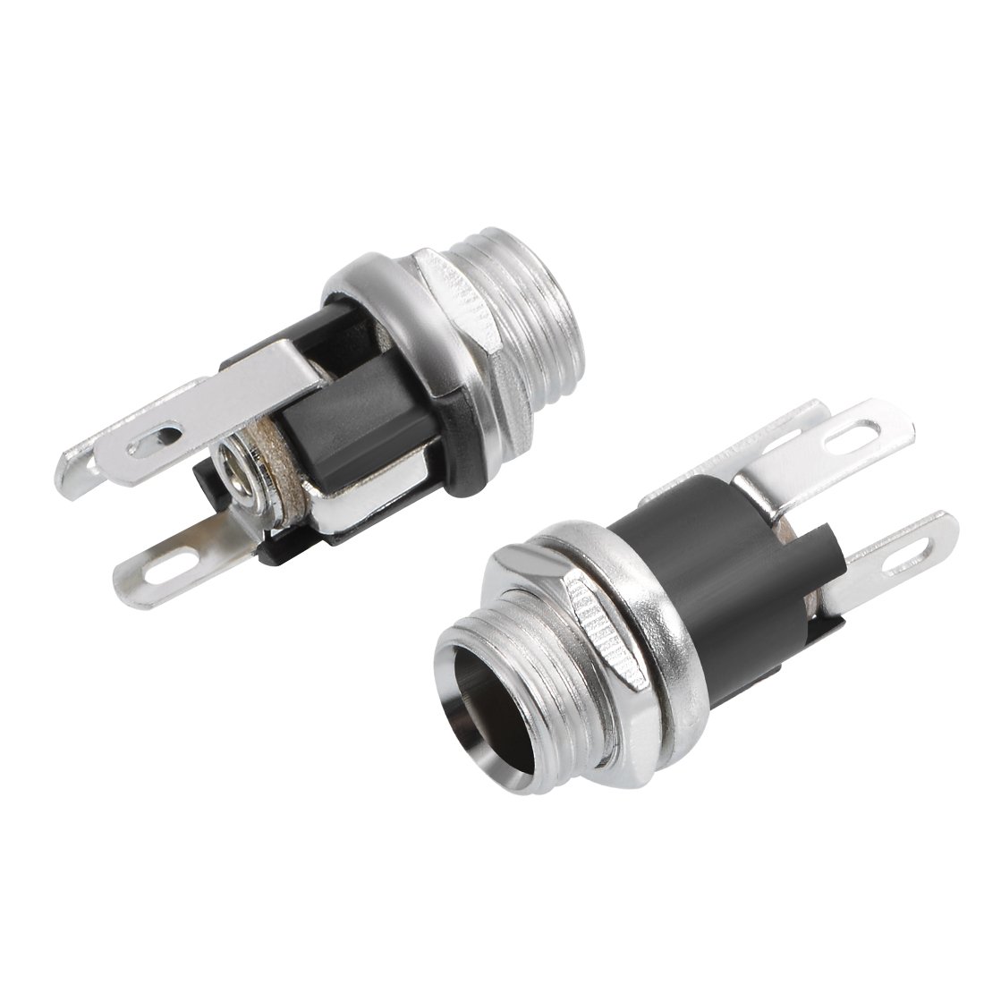 sourcing map 100Pcs PCB Mount DC Connector Jack Power Audio Video Socket 3 Pin Female 5.5mm x 2.1mm Black