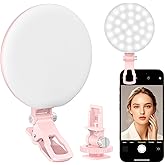 Anautin 60 LED Ring Light, Rechargeable Selfie Light with Front & Back Clip, 2500-6500K Portable Phone Light, Adjustable 3 Li