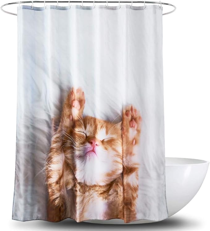 Bathroom Decor Shower Curtains Cute Kitty Cat Shower