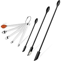 8 Pcs Mini Silicone Spatula Mini Measuring Spoons Set, Reusable Double-ended Tiny Silicone Spoon Spatula and Stainless Steel