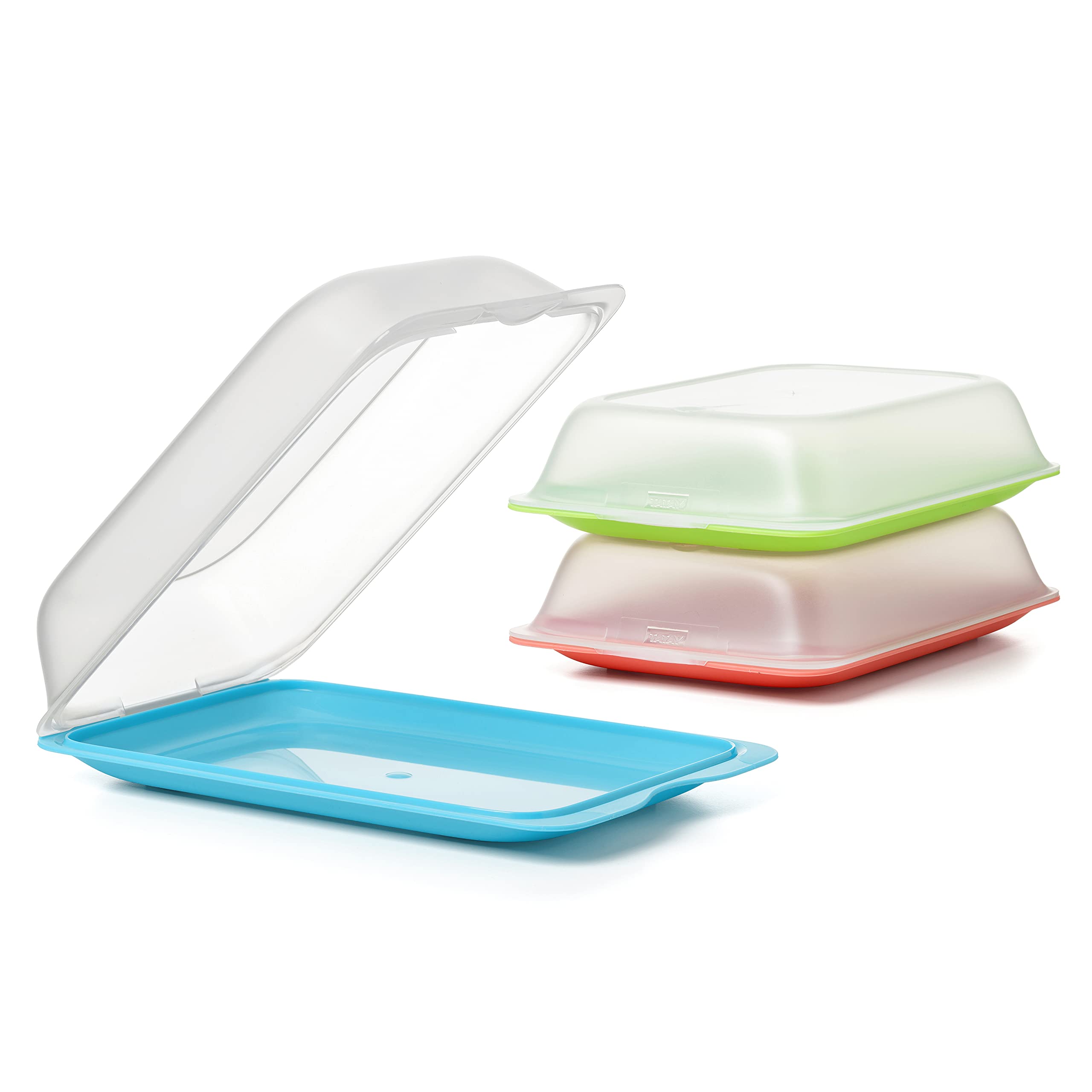 TATAY Cold Meat Container for Fridge | 1 Unit Maxi | Fridge Storage | Removable Lid, Stackable | Microwave, Freezer and Dishwasher Safe | BPA-Free, 17 x 6,2 x 25,2 cm, Assorted Colors