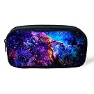 Ledback 3D Galaxy Pencil Box for Boys Multi Color Pencil Bag Children Teens Pen Holder Cosmetic Makeup Bag Women Durable Polyester Stationery Pouch Bag Large Capacity