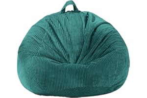 ZHENLIVES Stuffed Animal Storage Bean Bag Cover (No Filler), Corduroy Kids & Toddler Bean Bag Chair for Teens & Adults, Toy Storage Organizer, Comfy Sofa for Playroom (Dollar Green, Kids (Cover Only）)