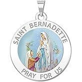 PicturesOnGold.com Saint Bernadette Religious Medal Color - 2/3 Inch Size of Dime, Sterling Silver