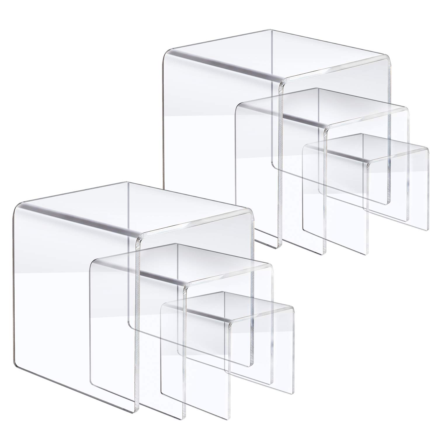 LileZbox Acrylic Display Riser Stand,Clear Showcase for Cake Candy and Jewelry 3'' 4'' 5''(4 Sets)
