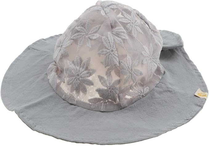 Amazon Co Jp 子供 ガール 帽子 綿 レース つば広 ハット 赤ちゃんキャップ 日よけ止め 通気性 ソフト チン ストラップ付き グレー 服 ファッション小物
