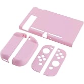eXtremeRate PlayVital Back Cover for Nintendo Switch Console, NS Joycon Handheld Separable Protector Hard Shell, Dockable Protective Case for Nintendo Switch - Peach Blossom Pink (NOT for Switch 2)