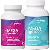 Microbiome Labs MegaSporeBiotic (60 Capsules) + MegaIgG2000 (120 Capsules) Gut and Immune Support Bundle - Spore-Based Probiotic with Dairy-Free Immunoglobulin Concentrate