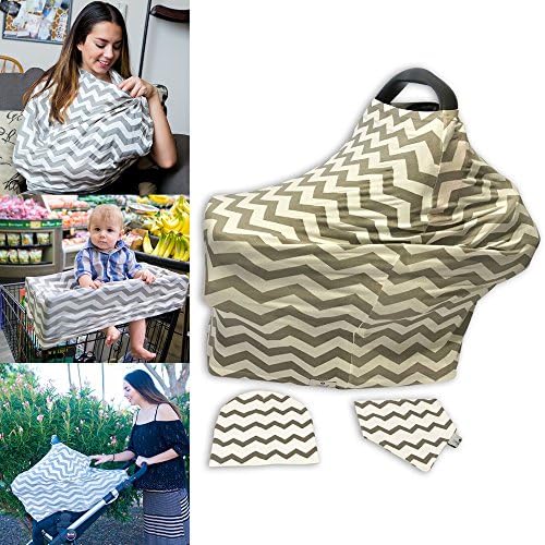 Styles II Nursing Cover Set - Car Seat Canopy, Shopping Cart, High Chair, Stroller &amp; Carseat Cover for Boys &amp; Girls - Multi Use Breastfeeding Cover - Includes Nursing Cover, Bib &amp; Baby Hat Beanie Cap