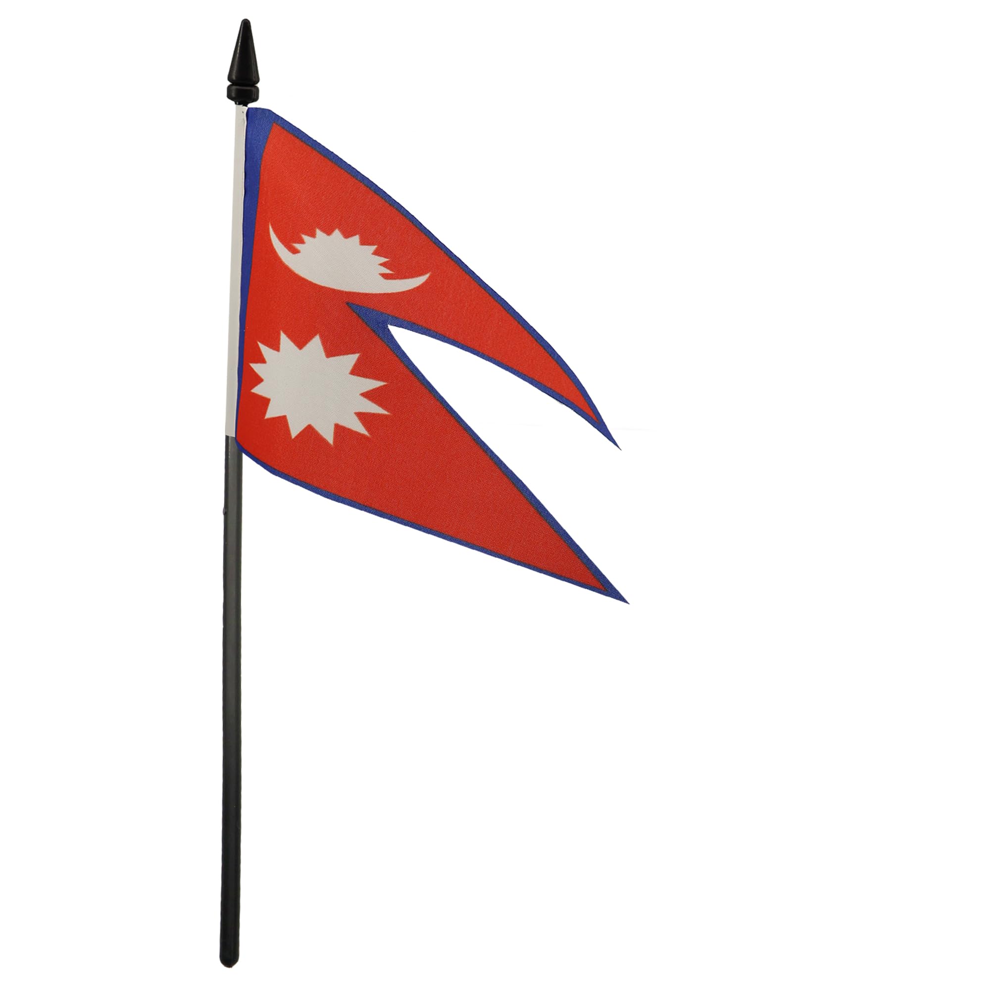 AZ FLAG - Nepal Table Flag 4'' x 6'' - Nepalese Office Mini Banner 100% Polyester 15 x 10 cm - Mini Desk Flag with 10'' Pole and Black Plastic Base