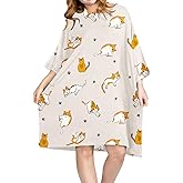 Narecte Nightgowns for Women with Pockets Plus Size Night Gowns Oversized Sleepwear Short Sleeves Sleep Shirts Fit S-5XL