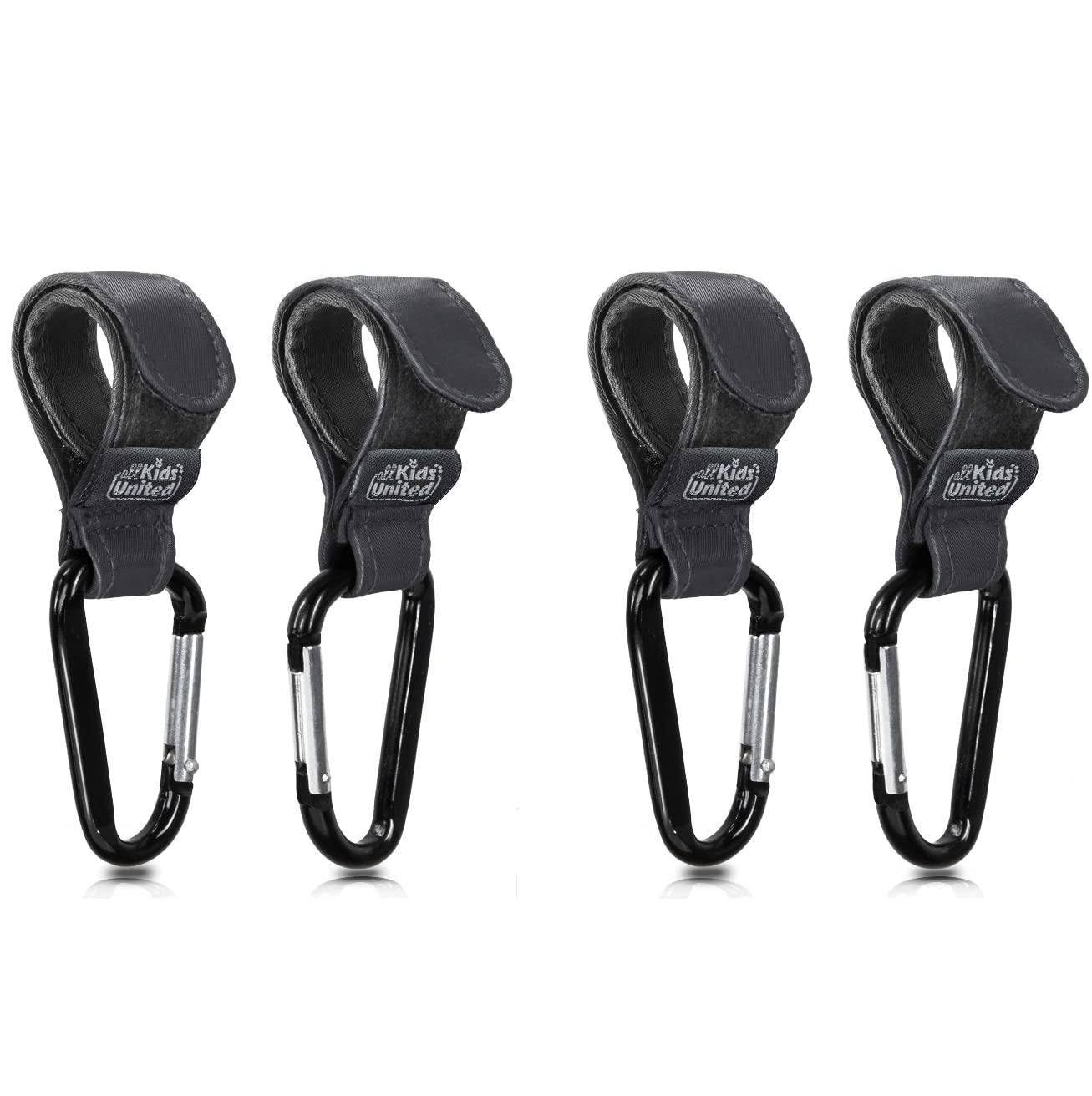 all Kids United® Pram Hook for Nappy Bag Changing Bags Changing Backpack Buggy Hook Baby Backpack with Carabiner Hook and Fastener (Set of 4)