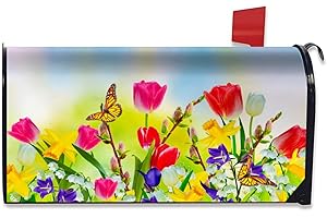 MIAOQUHE Spring Flowers Mailbox Cover Magnetic Standard Size 18" X 21" Daisy Floral Mailbox Covers Spring Decor Mailbox Wraps Post Letter Box Cover for Garden Yard