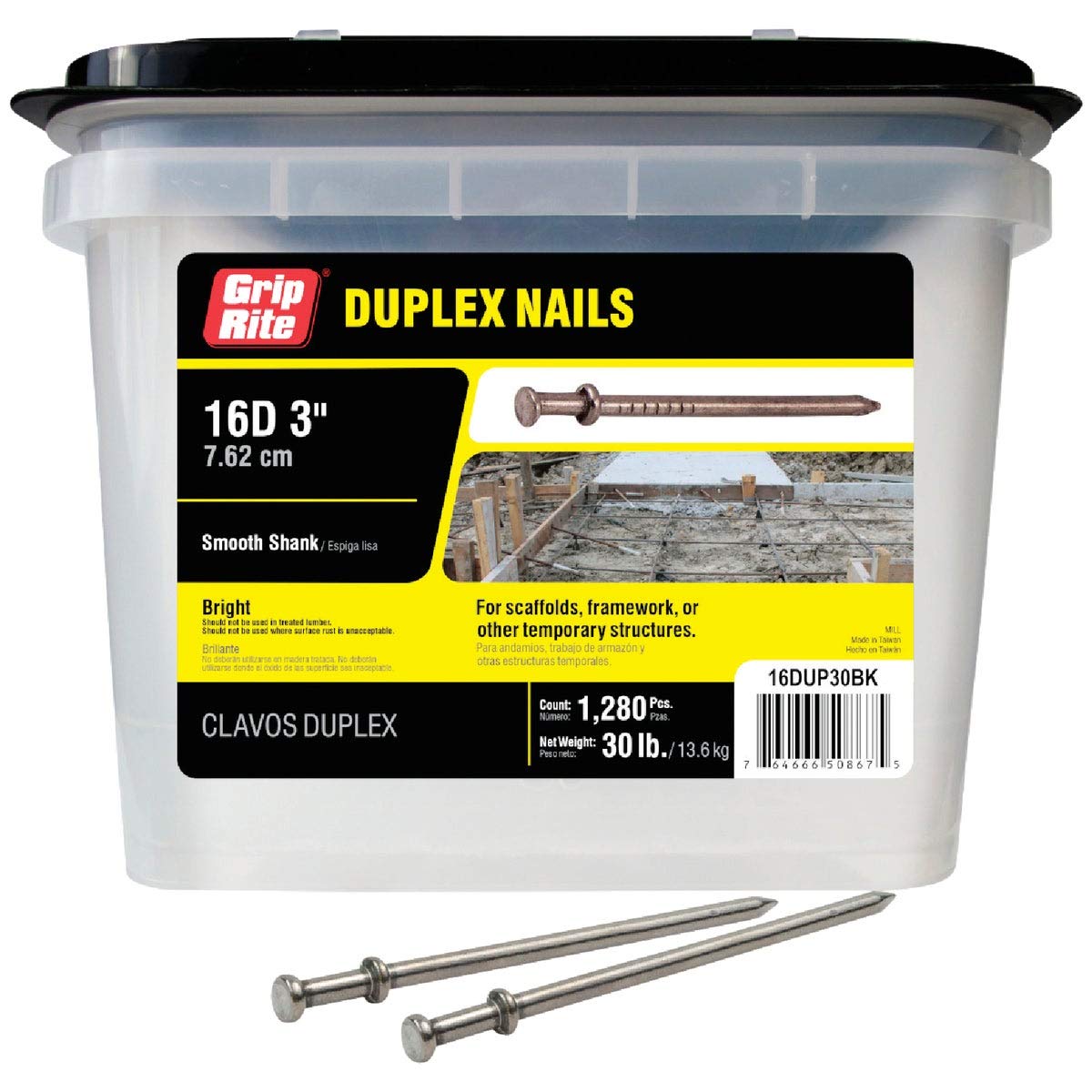 Grip-Rite 16d x 3 In. Bright Duplex Framing Nails