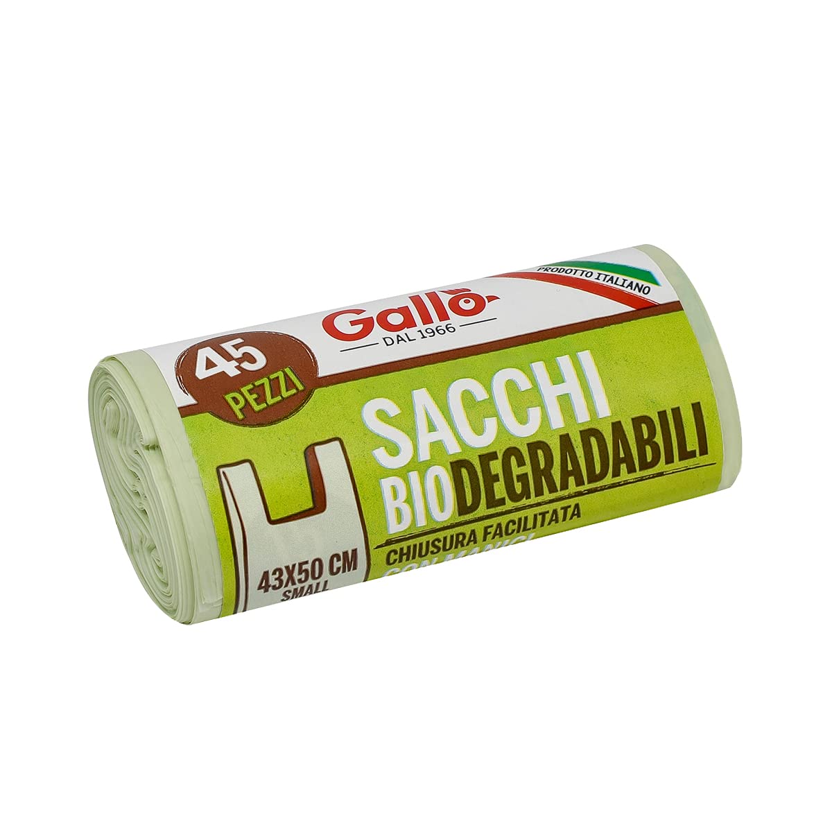 Gallo Closure with Handles, Bio, Biodegradable and Compostable, 43x50 cm 12 L Medium, 3 Rolls