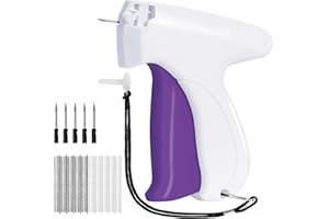 EUWYIO Stitch Gun,Tagging Gun for Clothing, Fine Stitch Mini Stitch Gun for Clothes,Quick Clothing Fixer,Hemming Sewing Tool Kit with 6 Needles,500 Black & 500 White 5mm Mini Fasteners (White purple)