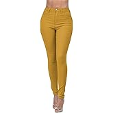 High Waisted-Rise Colored Stretch Skinny Destroyed Ripped Distressed Jeans for Women Olive Mustard RED