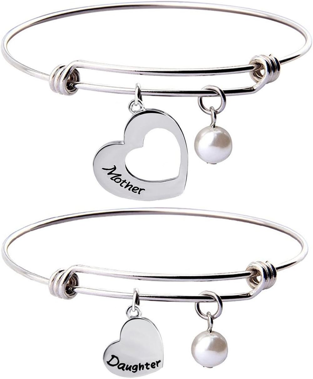 KUIYAI Mother Daughter Necklace Set of 2 Matching Heart Sisters Best Friends Love Jewellery