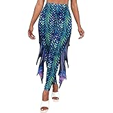 color cosplayer Mermaid Yoga Print Leggings for Women Plus Size Fish Scale High Waisted Pants Halloween Costume Tights