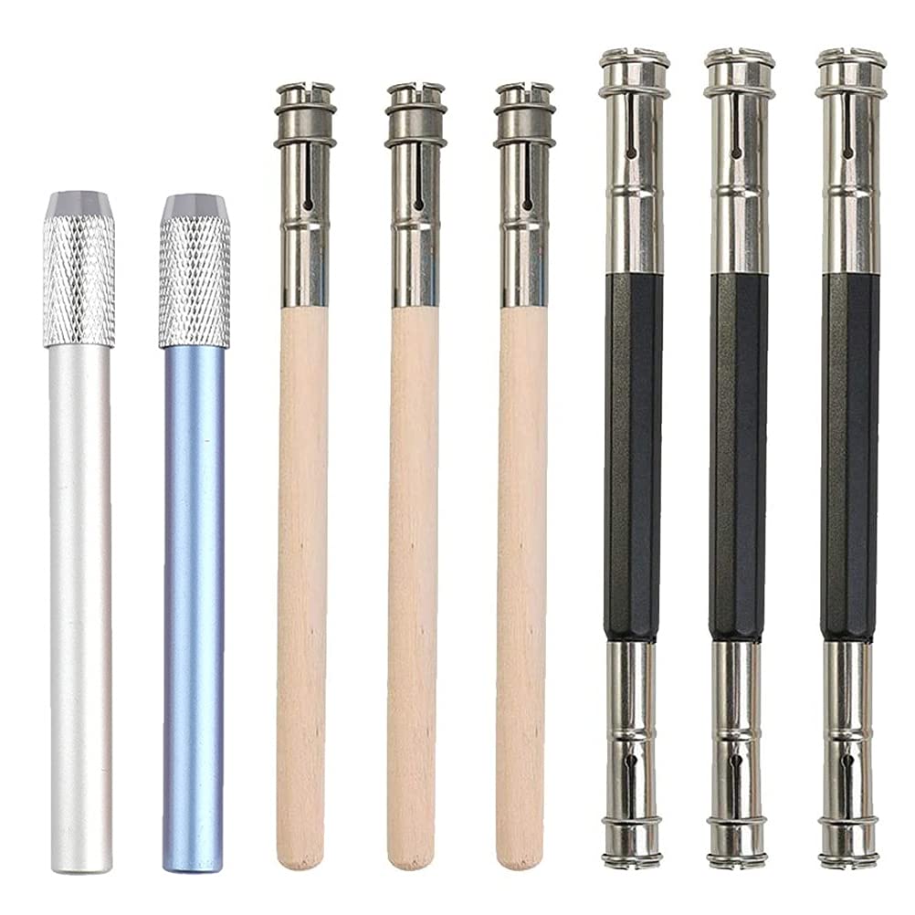 MiaLover 8 Piece Pen Extension Set, Single / Double Head Pencils Extender Adjustable Pen Holder Extender for School Office Supplies, Eyebrow Makeup Sketch Art Writing, 4 Styles