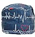 Navy Blue Heart Beat Surgical Scrub Cap with adjustable tie