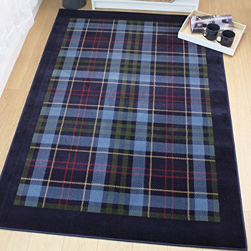Flair Rugs Galloway Tartan Rug, Blue, 120 x 170 Cm