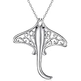 Ladytree 925 Sterling Silver Stingray Necklace Manta Ray Turtle Dolphin Charm Tortoise Necklace Sea Animal Tree of life Jewelry Sea Lover Gifts Birthday Christmas Gifts for Women
