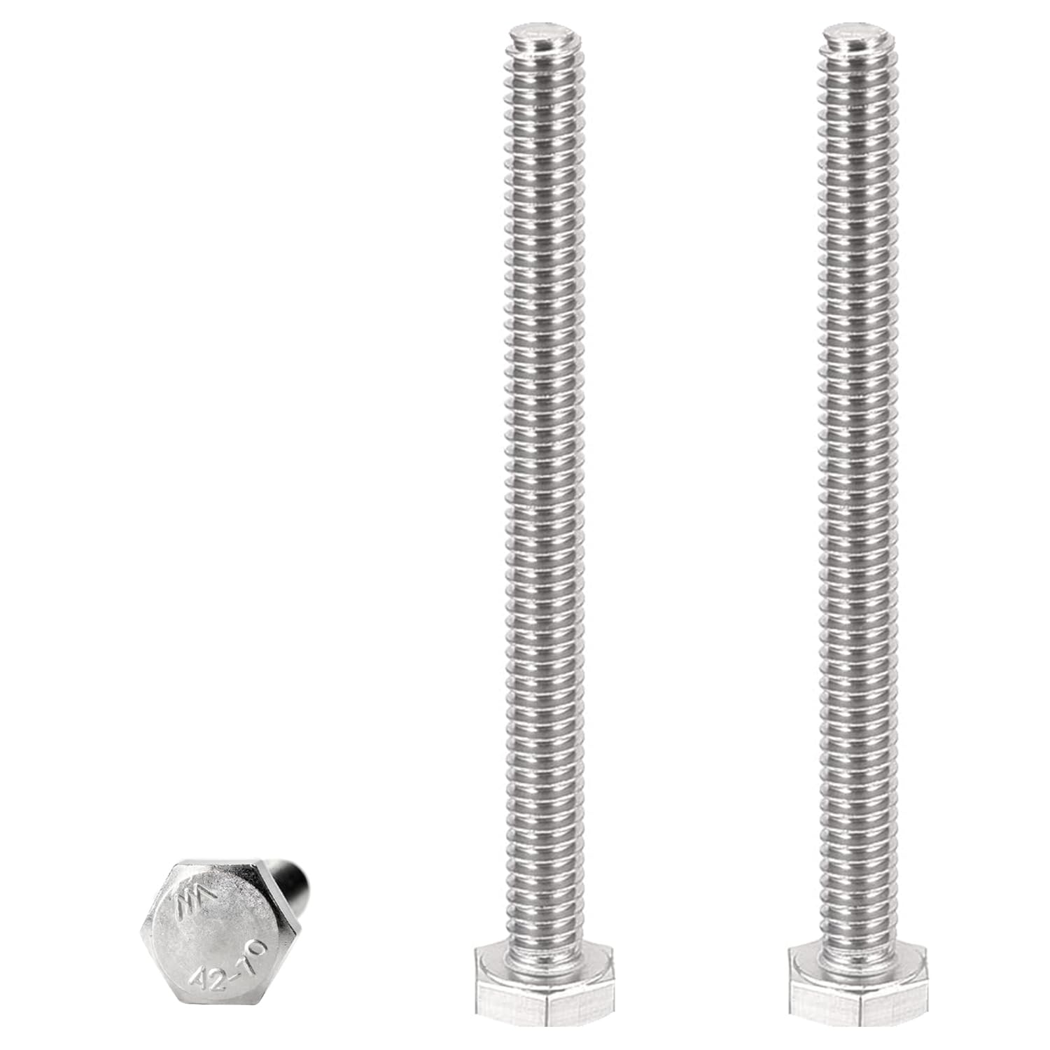 View 1 of 10pcs 1/4-20 x 3 Hex Bolts, 1/4-20 Bolt, 3 Inch Stainless Steel 304 Hex Head Bolts, 1/4 by 3 Inch Hexagon Head Screw, Right Hand, Fully Thread, UNC Machine Screws