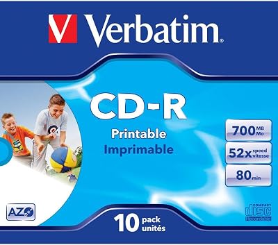 Verbatim 43325 AZO 52x Printable CD-R 700MB 80 Min 10 Pack Jewel Case