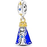 NUJIFFY 925 Sterling Silver Charms Beads for Bracelets Necklaces Blue Virgin Mary Charms Retro Blessed Mother Lucky Charm Jewelry Gifts for Women