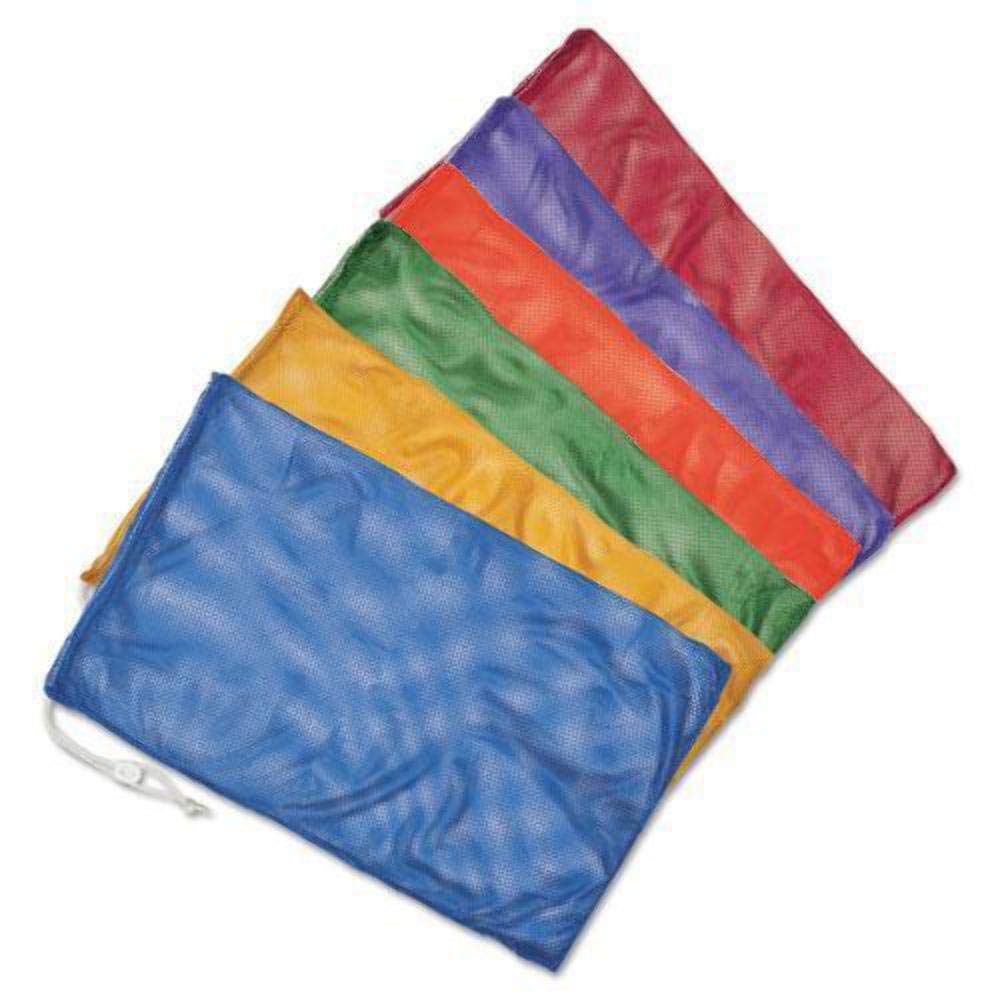 Champion Sports Mesh Sports Equipment Bag- Assorted Set of 6, 12" X 18"- Multipurpose, Nylon Drawstring Bag with Lock and ID Tag, for Balls, Swimming Gear, Laundry, Toys - Breathable Stuff Sack