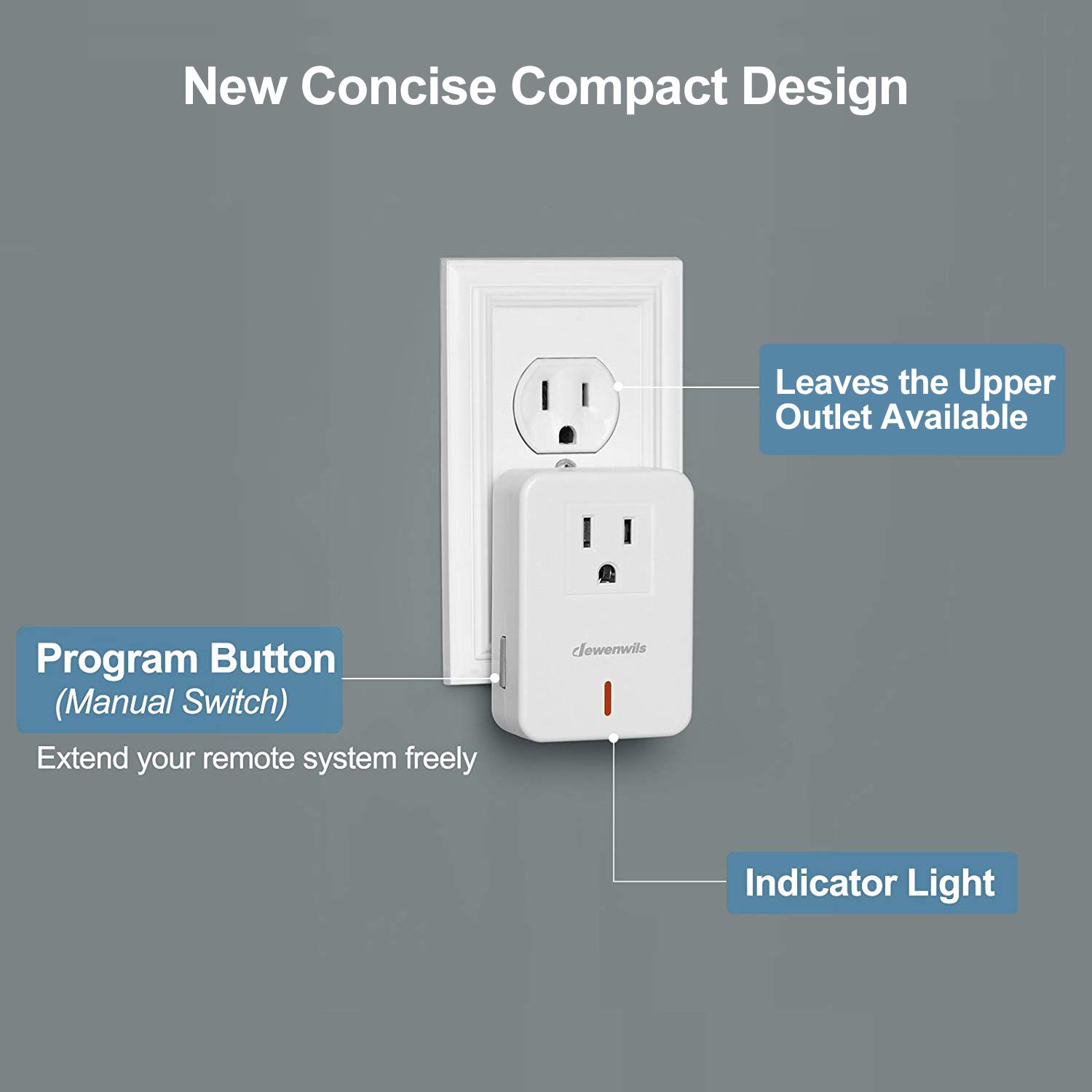 DEWENWILS Remote Control Outlet Wireless Wall Mounted Light Switch, Electrical Plug in On Off Power Switch for Lamp, No Wiring, Expandable, 100 Feet RF Range, ETL Listed: Industrial & Scientific