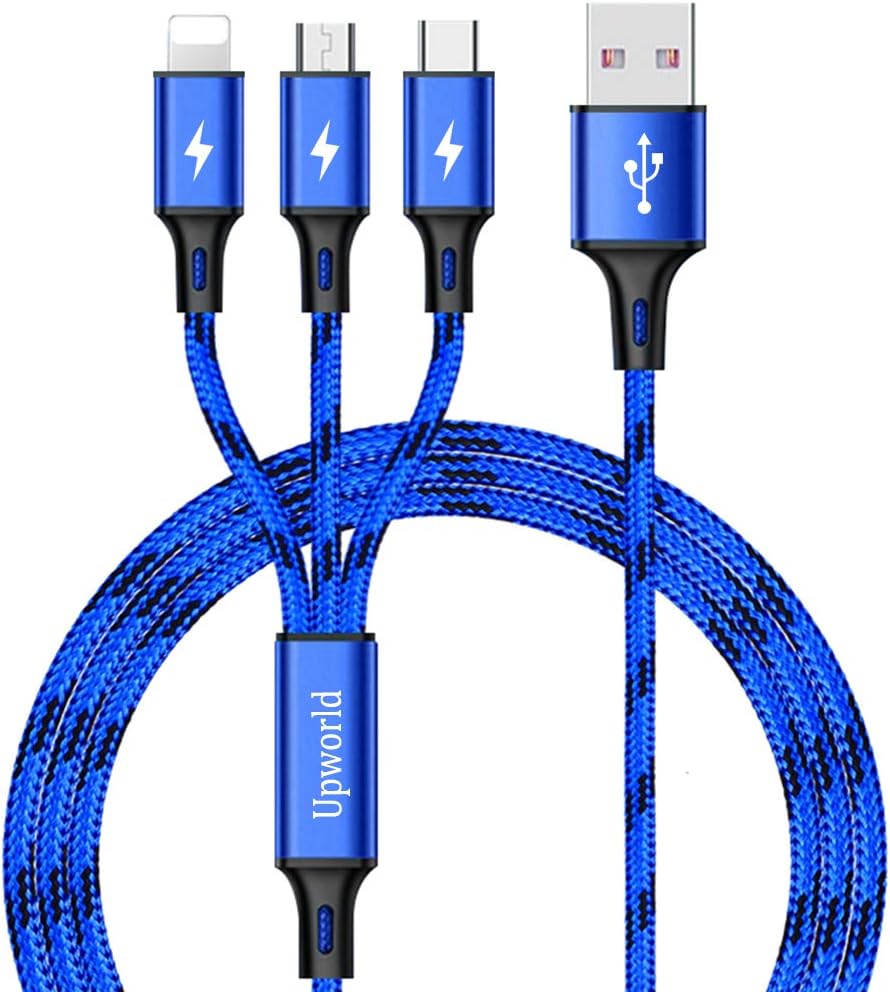 Multi USB Cable, Upworld Multi Charger Cable with Micro USB Cable/USB Type C Cable Nylon Braided 3 in 1 Fast Charging Cord for Phone X 8/7Plus, Galaxy S8, Huawei, Moto, LG, Kindle, Tablets and More