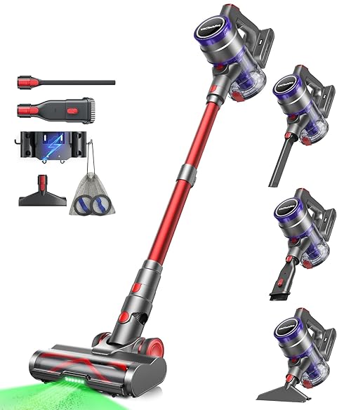 VACTechPro V15 Ultra Cordless Vacuum Cleaner, 48KPa 550W Stick Vacuum with 1.5L Dustbin, Up to 70 Mins Runtime, Green Led, Anti-tangle, Lightweight Vacuums for Hardwood Floor Carpet Car Pet Hair