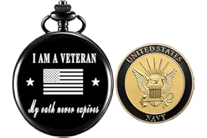 Jofanvin Gifts for Veterans,Pocket Watch for Veterans with Military ChanllengCoin,Best Veterans Day Gifts