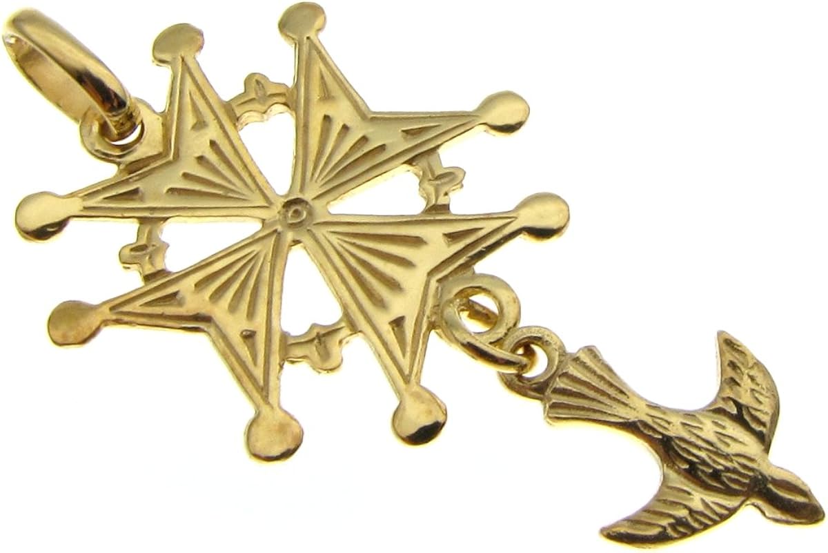 Niederlander Ciondolo Croce Ugonotta placcato oro Argento 925/1000