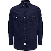 BOCOMAL FR Shirts Flame Resistant 100% C NFPA2112 7.5oz Men's Fire Retardant Welding Shirt