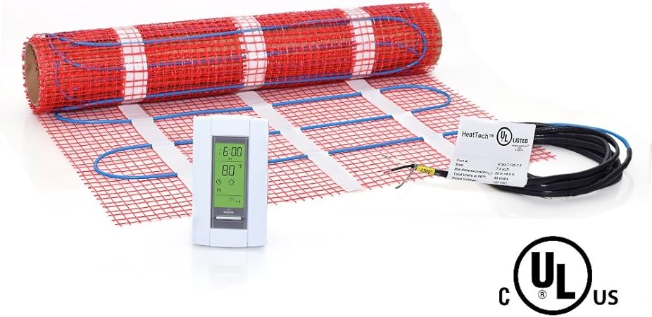 7 5 Sqft Mat Kit 120v Electric Radiant Floor Heat Heating System W Aube Programmable Floor Sensing Thermostat